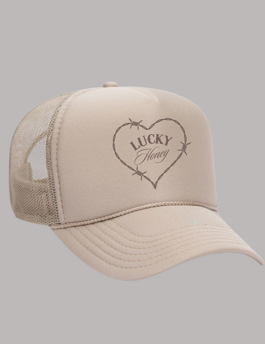 LUCKY HONEY BARBWIRE HEART TRUCKER HAT